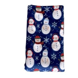 COMFORT BAY Snowman Fleece Throw Blanket Winter Holiday Dark Blue 50x60